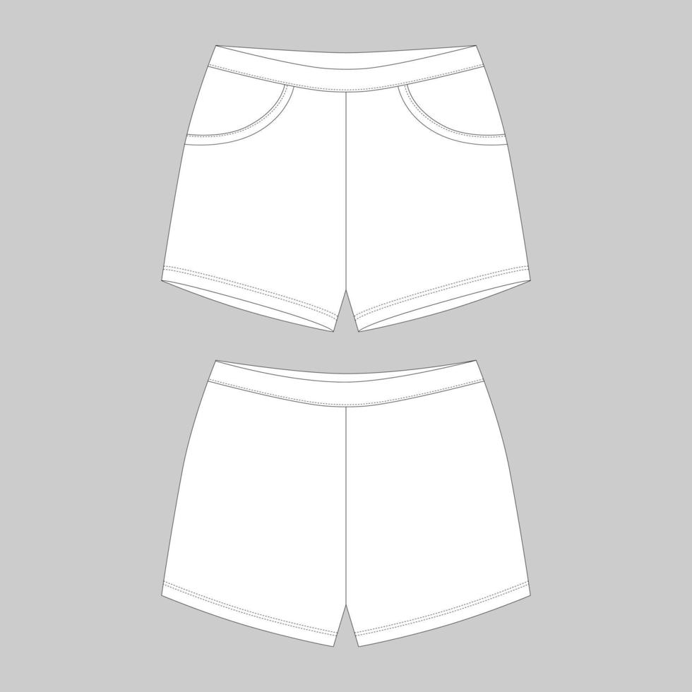 technische schets sport shorts broek ontwerpsjabloon. elastische nachtkleding shorts. vector