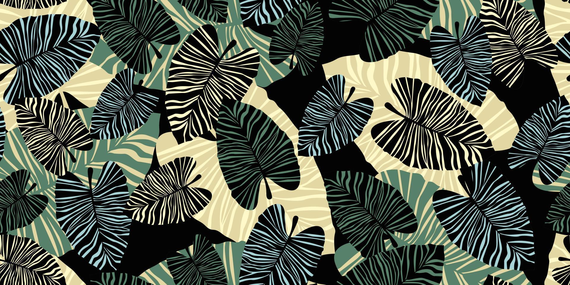 trendy tropische palmbladeren naadloze patroon. jungle blad naadloos behang. exotische botanische textuur. vector