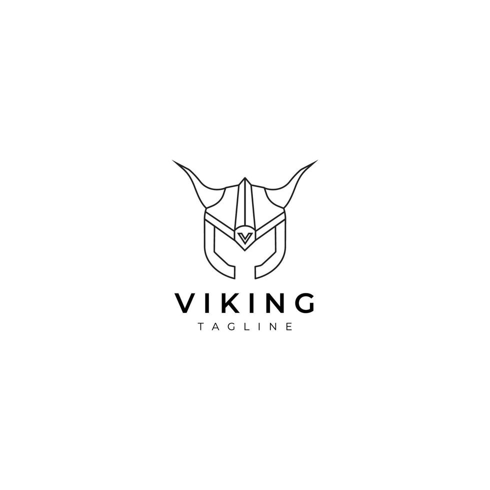 Viking logo lijn kunst vector illustratie ontwerp creatief natuur minimalistisch monoline overzicht lineair eenvoudig modern