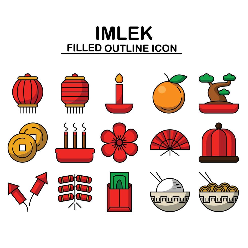 Chinees Nieuwjaar icon set vector