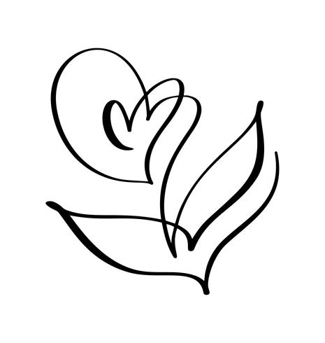 Vector penseel bloem. Valentijnsdag Hand getrokken pictogram. Vakantie schets doodle Ontwerp plant element valentijn. liefdes decor voor web, bruiloft en print. Geïsoleerde illustratie