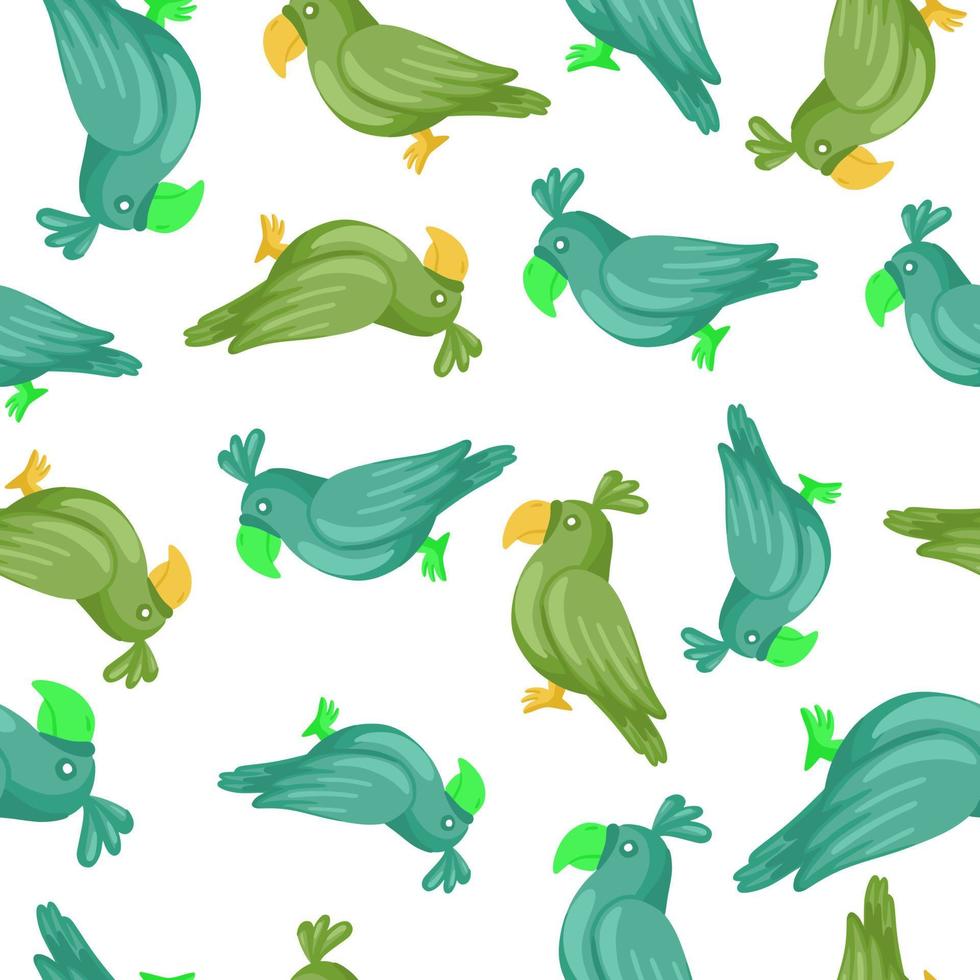 decoratief naadloos patroon met willekeurige blauwe en groene papegaaiensilhouetten. geïsoleerde sieraad. dierentuin afdrukken. vector