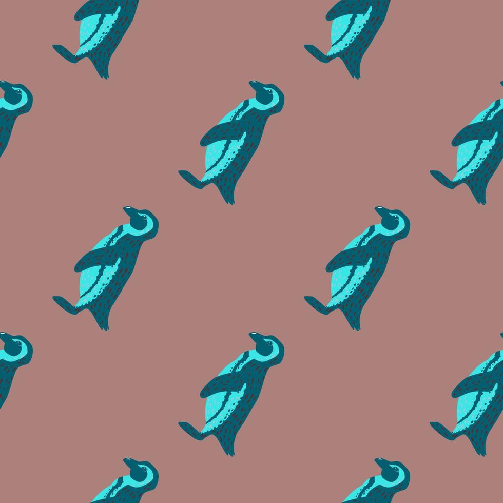 naadloos creatief patroon met abstracte blauwe pinguïns print. beige achtergrond. contrast arctische dieren achtergrond. vector