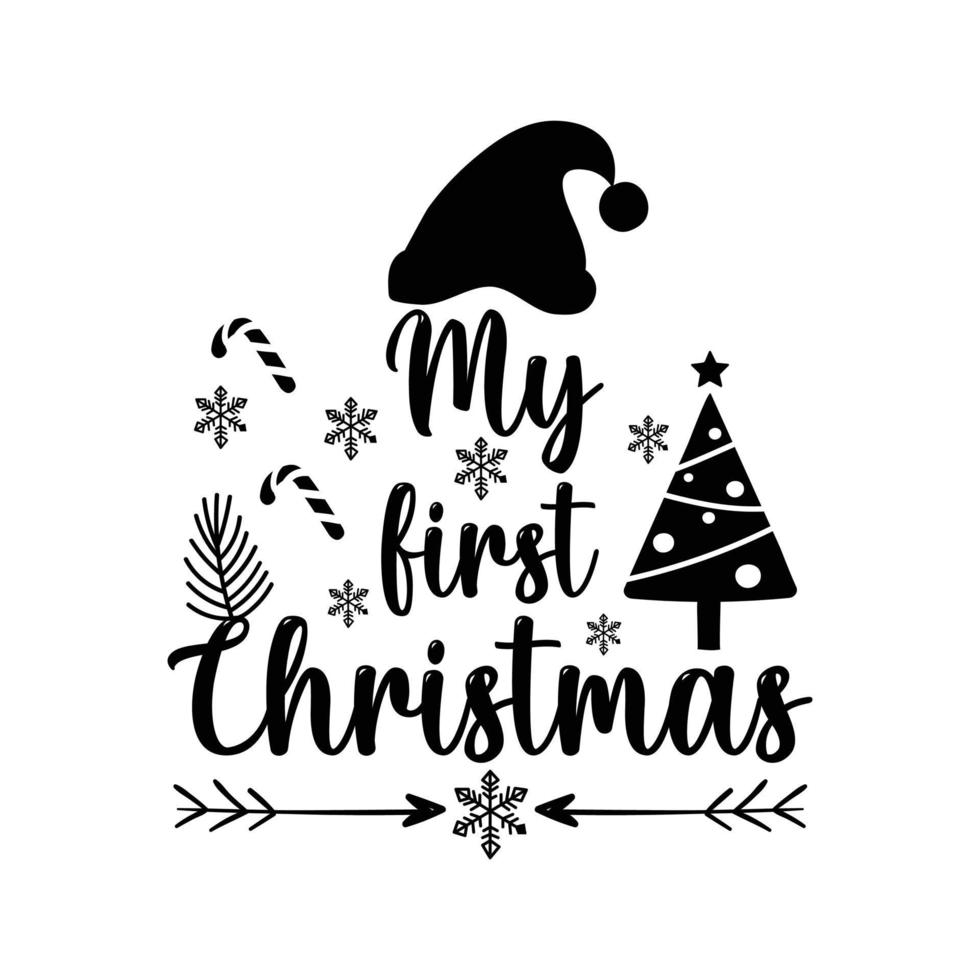 kerstdag t-shirt ontwerp. mijn eerste kerst t-shirt ontwerp vector. voor t-shirt print en ander gebruik. vector