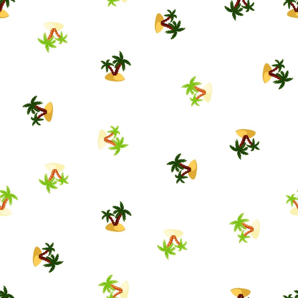geïsoleerd naadloos patroon met groene en marineblauwe palmboom en eilandsilhouetten. witte achtergrond. vector