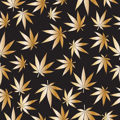 De gouden kleur van marihuana of cannabis verlaat naadloze patroonachtergrond vector