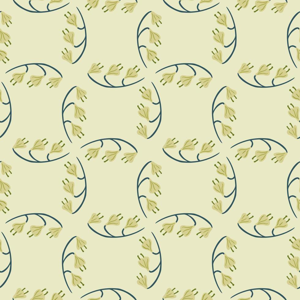 geometrische naadloze patroon met pastel groene bel bloemvormen. pastelkleurige achtergrond. decoratieve afdruk. vector