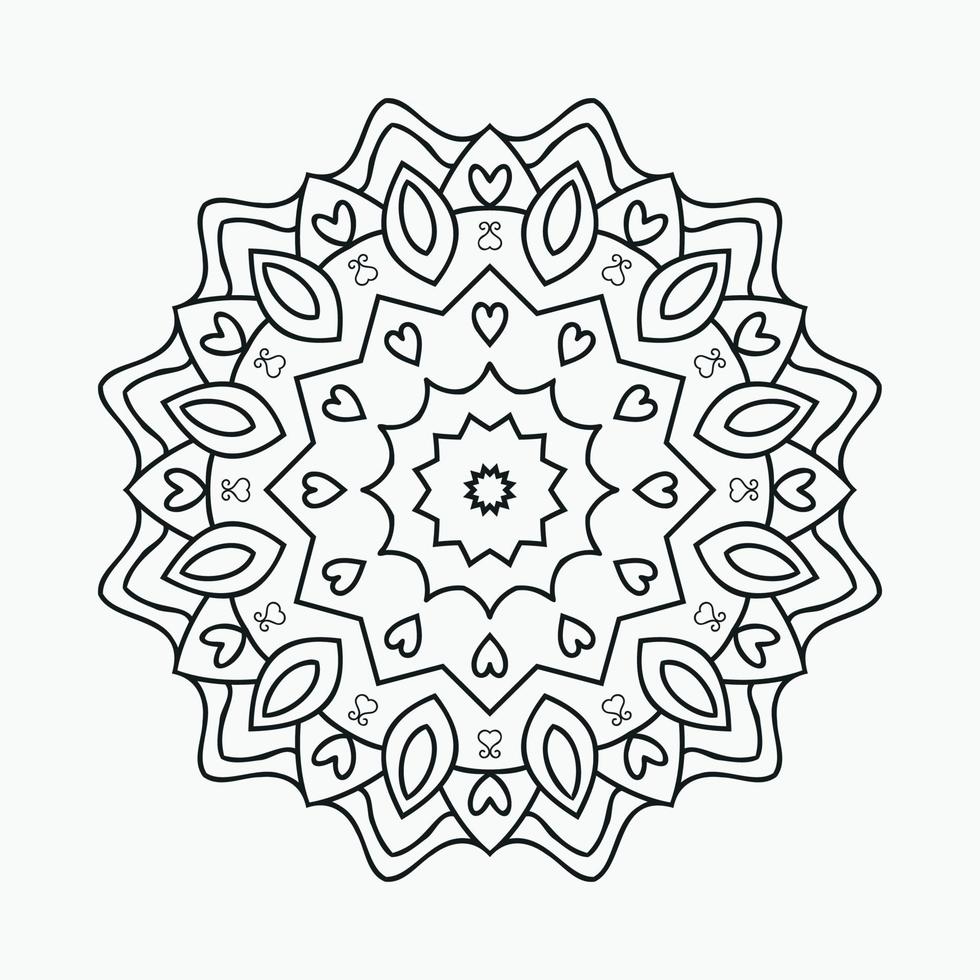 kleurplaat mandala patroon. decoratieve bloem mandala lijn kunst vector. mandala ornament patroon voor het kleuren van pagina's. vintage Arabische decoratie-elementen. eenvoudig zwart-wit mandalapatroon. vector