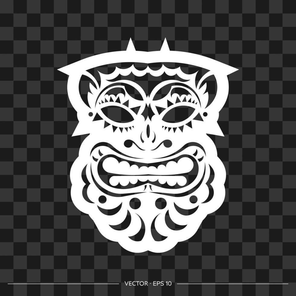 het gezicht van een leider of tribale krijger uit patronen. de omtrek van het gezicht of masker van een krijger. Polynesische, Hawaiiaanse of Maori patronen. voor t-shirts, prints en tatoeages. vector