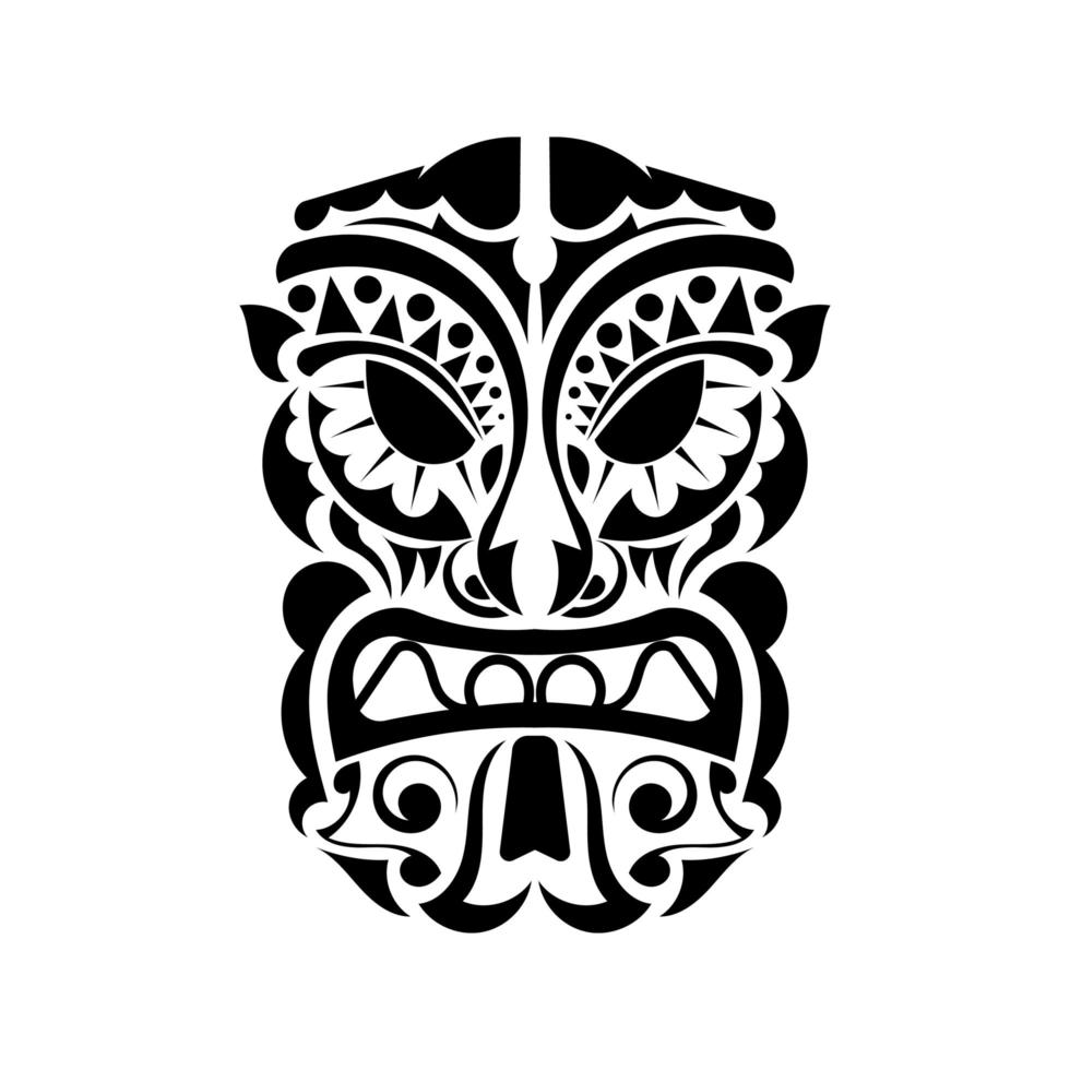 demon masker tatoeage in Polynesische stijl. maori gezicht. Hawaiiaanse tribale patronen. geïsoleerd. vector