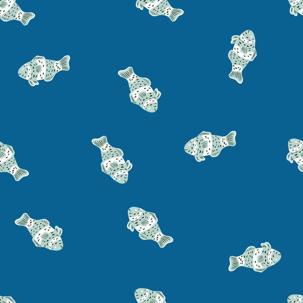 abstracte oceaan aqua naadloze patroon met doodle clown vis sieraad. marineblauwe achtergrond. eenvoudige stijl. vector