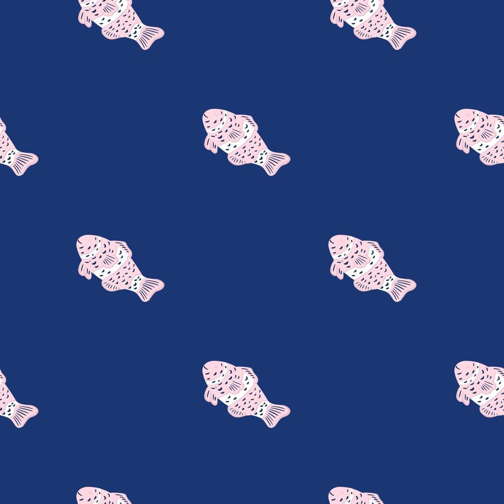 roze clown vis naadloze patroon in de hand getekende stijl. aqua achtergrond in doodle stijl. marineblauwe achtergrond. vector