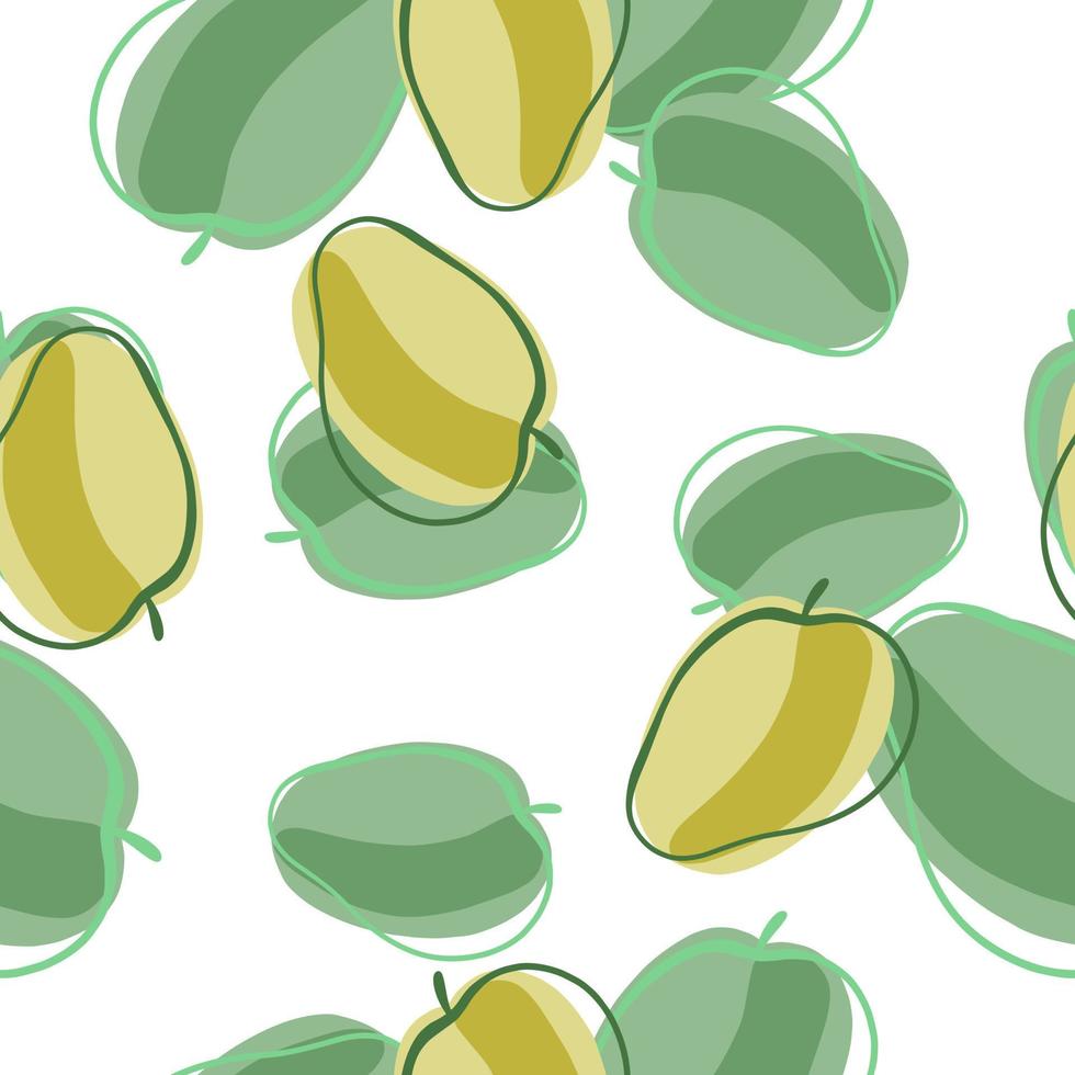 voedsel naadloos patroon met willekeurige groene abrikoos silhouetten print. geïsoleerde tropische sieraad. vector