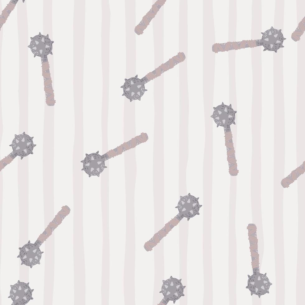 dorsvlegel foelie met spikes silhouetten naadloze doodle patroon. willekeurige antieke print op gestreepte backround. lichte pasteltinten palet artwork. vector