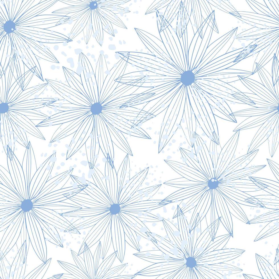 lijn kunst bud madeliefje naadloze patroon geïsoleerd op een witte achtergrond. abstract bloemenbehang. vector