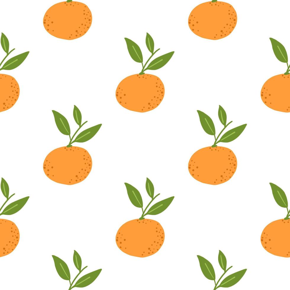 decoratief citrus naadloos patroon met oranje mandarijnprint met bladeren. geïsoleerde exotisch fruit achtergrond. vector