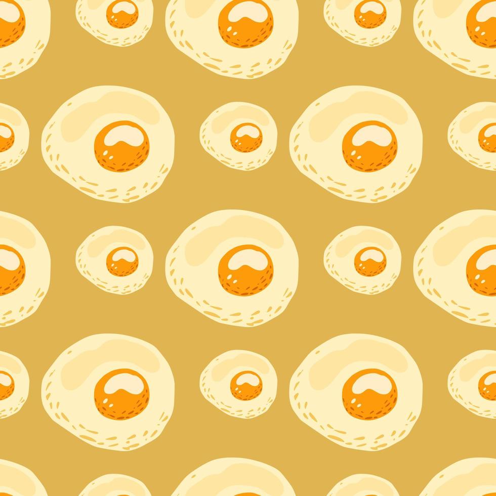 ei naadloos patroon met het ornament van het omeletontbijt. voedsel brunch kunstwerk met oker achtergrond. vector