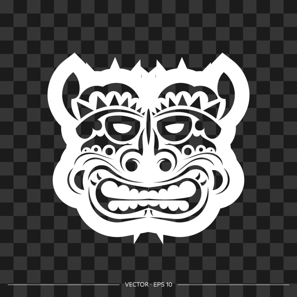 Viking gezicht gemaakt van patronen. de omtrek van het gezicht of masker van een krijger. Polynesische, Hawaiiaanse of Maori patronen. voor t-shirts, prints en tatoeages. vectorillustratie. vector