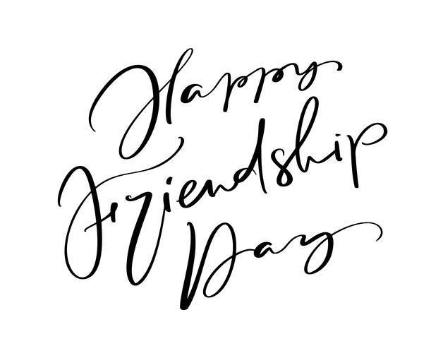 Vector tekst Happy Friendship Day. Illustratie van letters over vrienden. Moderne kalligrafie hand getrokken zin voor de wenskaart