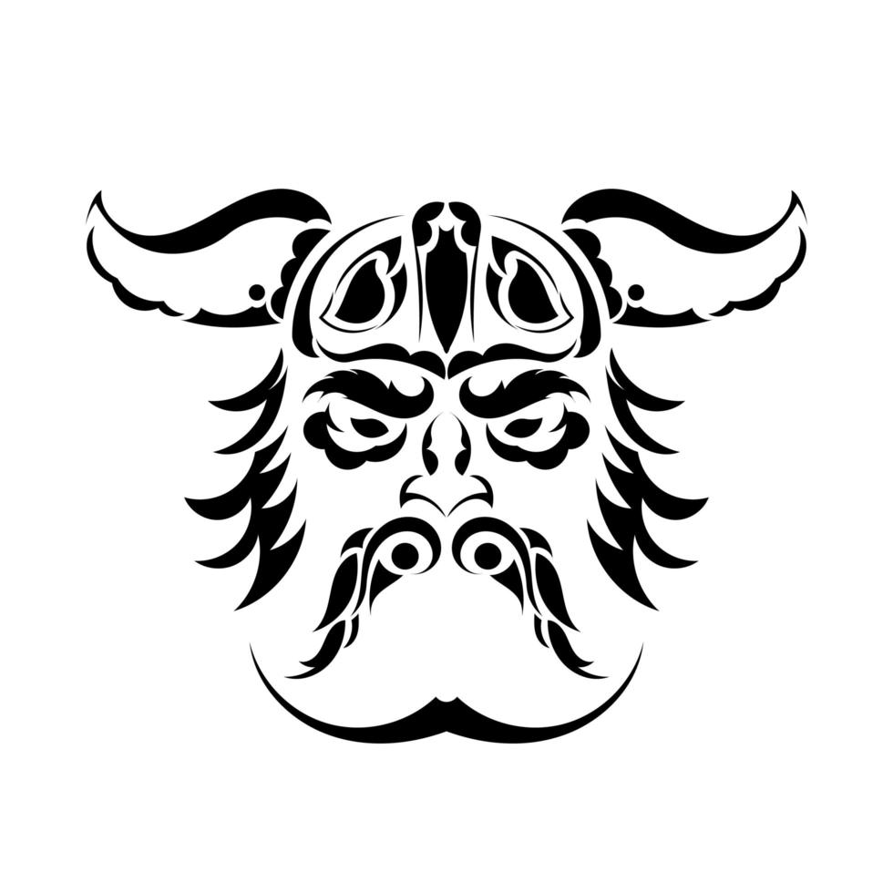 Vikinghoofd gemaakt van patronen. goed voor tatoeages of prints. geïsoleerd. vectorillustratie. vector