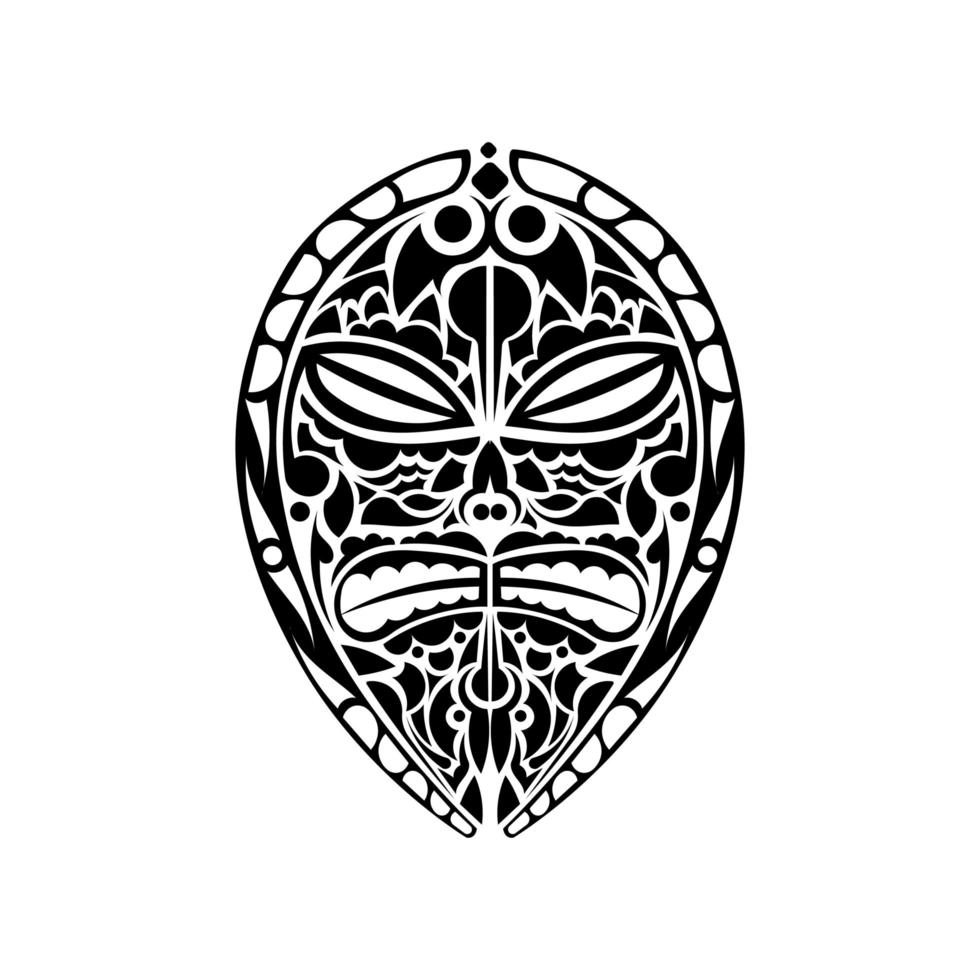 oude masker illustratie logo vector ontwerpsjabloon. Polynesische tatoeage in Hawaiiaanse stijl in de vorm van een masker. geïsoleerd. vectorillustratie.