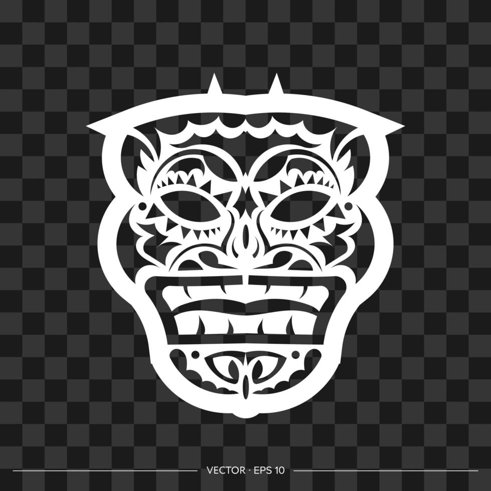 Viking gezicht gemaakt van patronen. de omtrek van het gezicht of masker van een krijger. Polynesische, Hawaiiaanse of Maori patronen. voor t-shirts en prints. vector