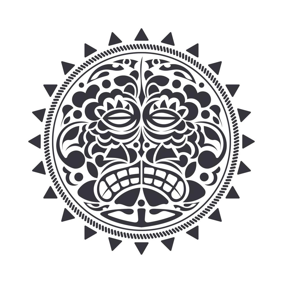 angstaanjagende maskers in het Polynesische inheemse ornament. Polynesisch tattoo-ontwerpmasker. geïsoleerde vectorillustratie vector