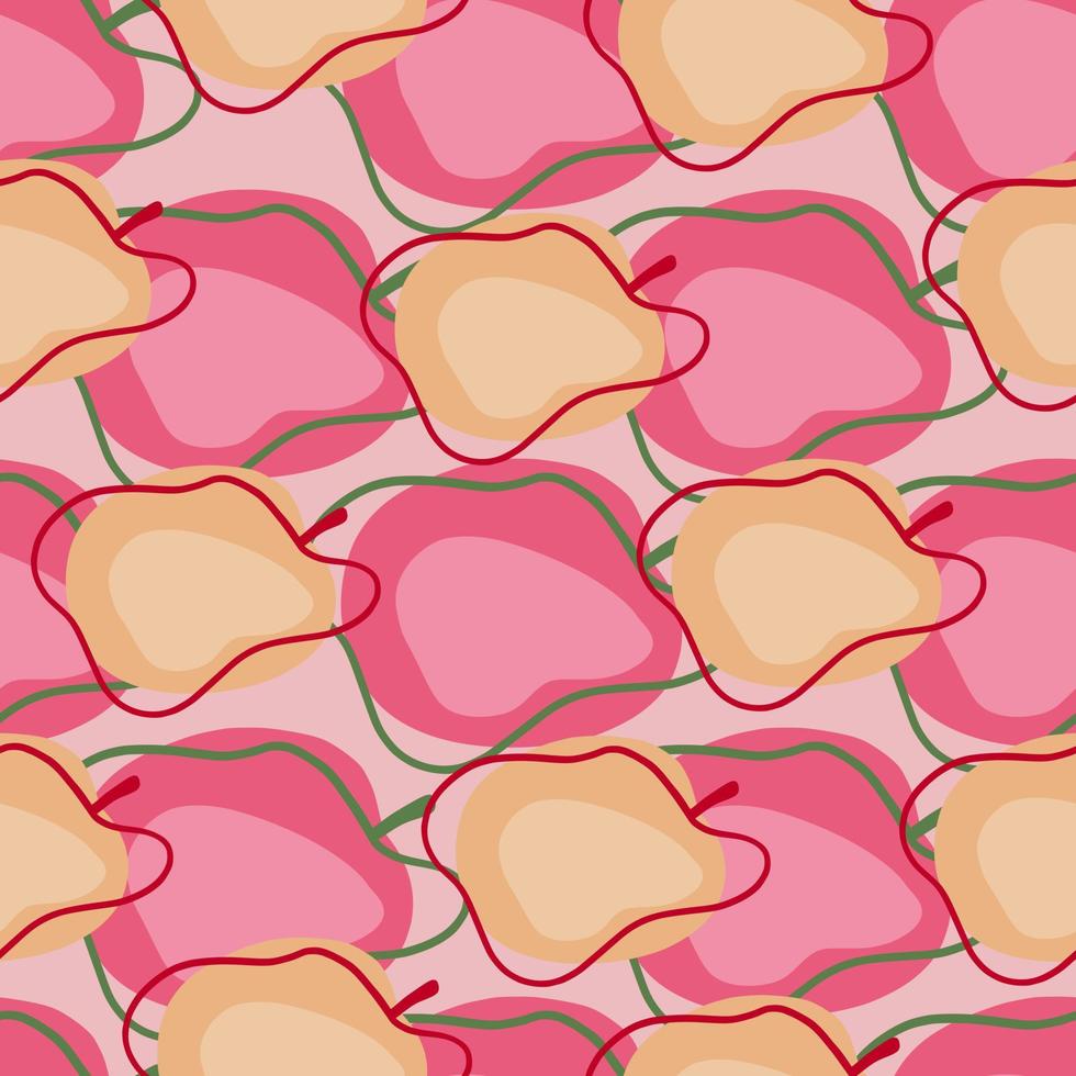 modern naadloos patroon met organische roze en beige appla-vormen. roze pastelachtergrond. eenvoudig sieraad. vector