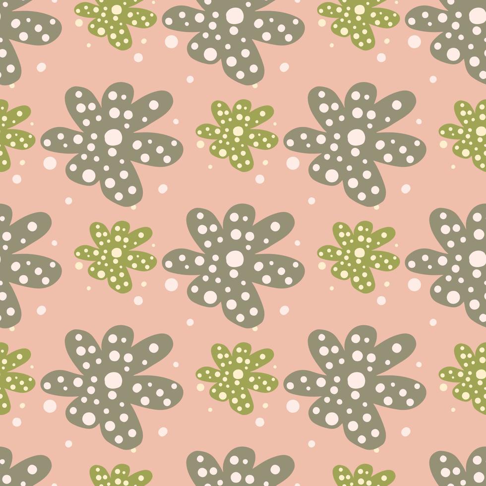 abstracte bloem bud madeliefje naadloze patroon op roze achtergrond. doodle bloemen eindeloos behang. decoratieve achtergrond vector