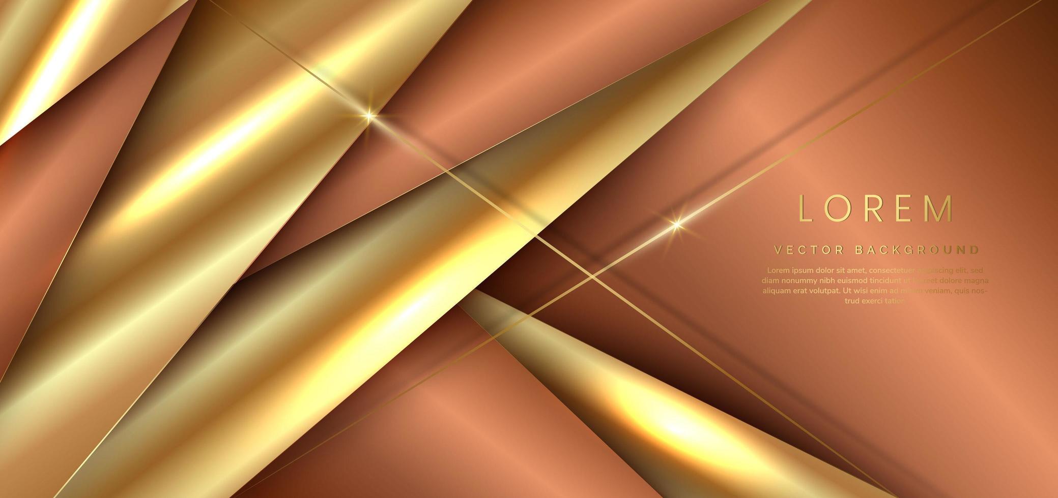 abstracte sjabloon 3d gouden en bruine laag driehoeken achtergrond met gouden lijn. luxe stijl. vector