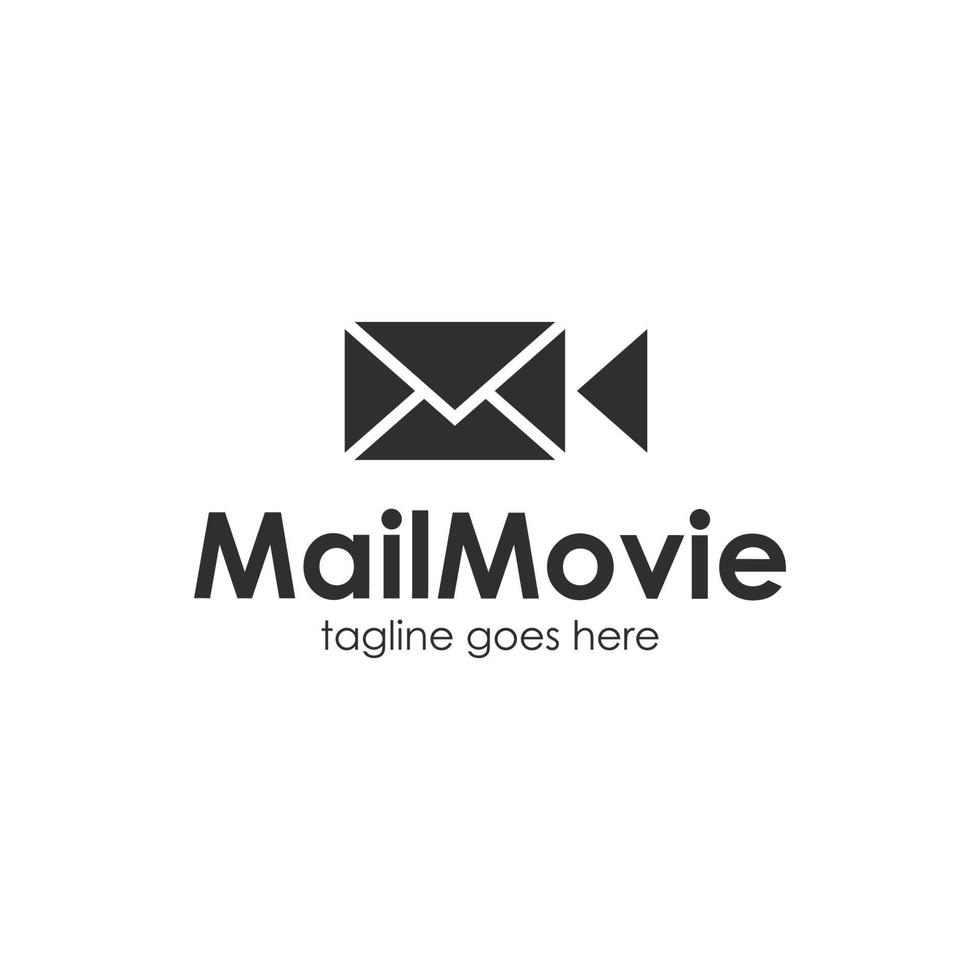 mail film logo ontwerpsjabloon met camerapictogram, eenvoudig en uniek. perfect voor zakelijk, bedrijf, mobiel, studio, etc. vector