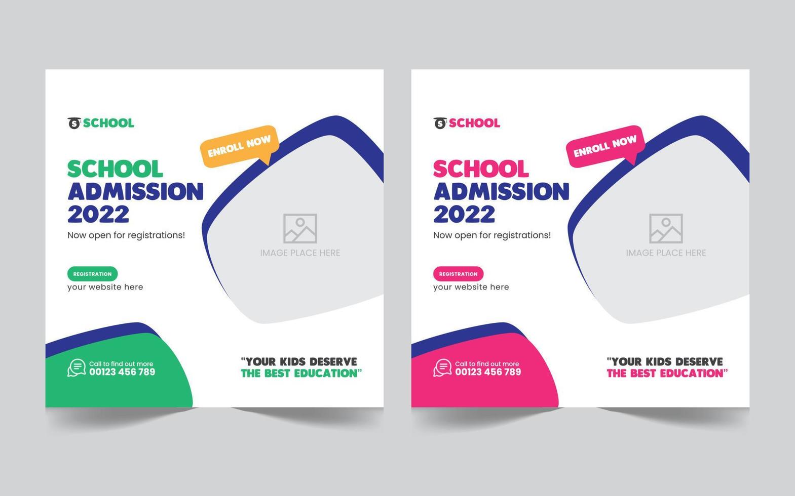 promotiebannerontwerp voor schooltoelating, sociale media-post voor kinderen of webbannerontwerpsjabloon pro download vector