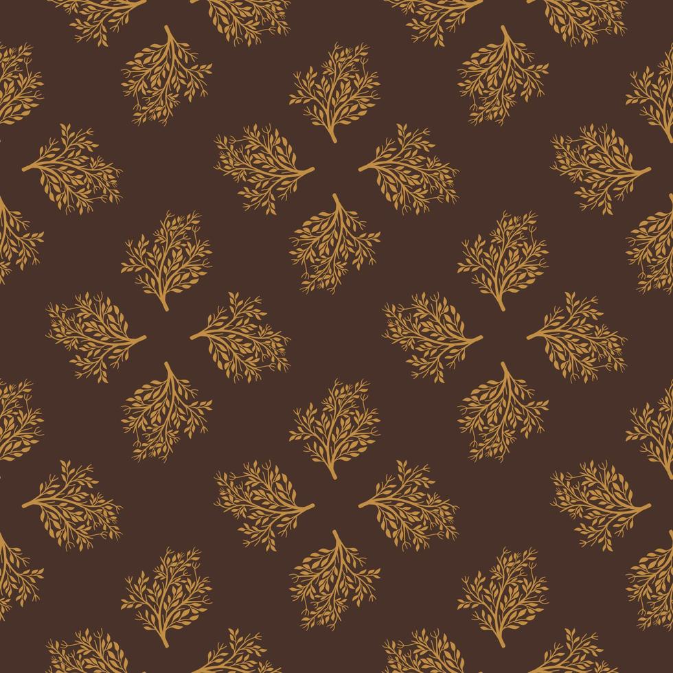 herfst naadloze patroon met eenvoudige stijl boom silhouetten vormen. bruine achtergrond. decoratieve vormen. vector