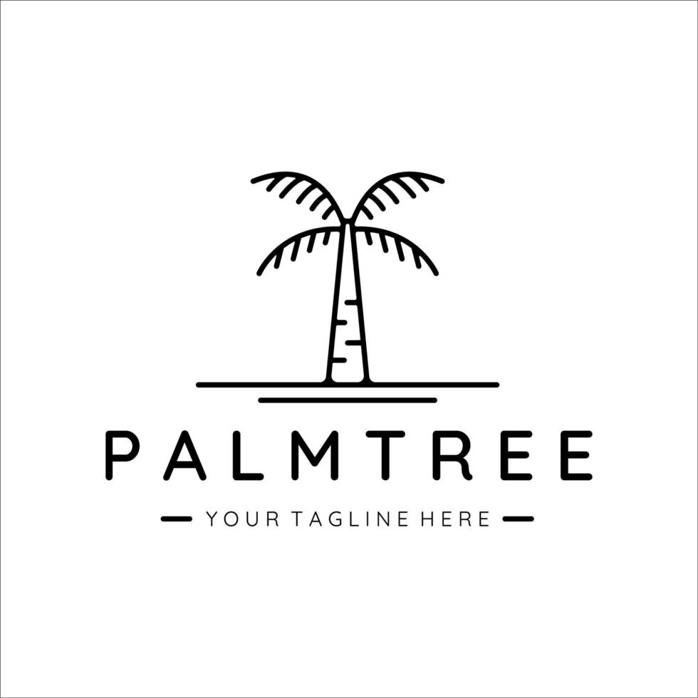 palm of kokospalm logo lijn kunst vector illustratie sjabloon pictogram ontwerp