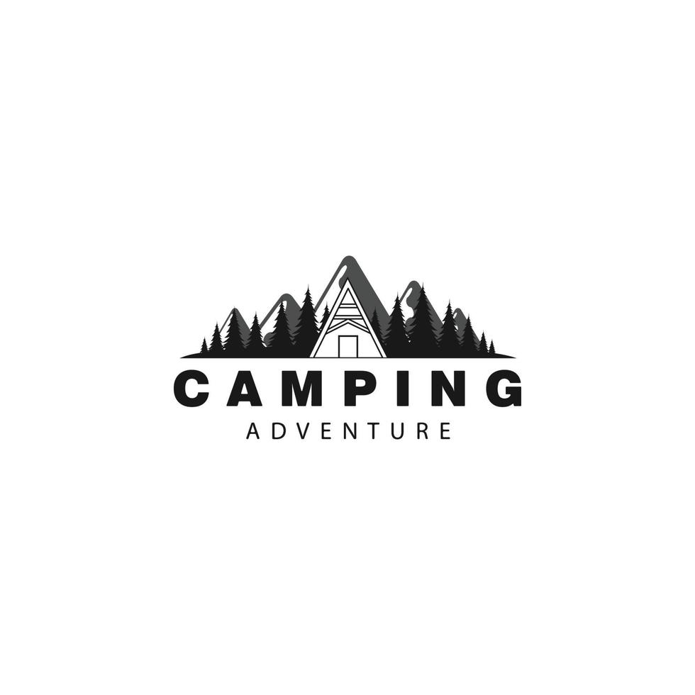 camping avontuur silhouet logo vector illustratie sjabloonontwerp