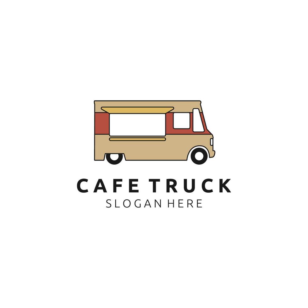 café vrachtwagen kleurrijk logo illustratie vector sjabloonontwerp