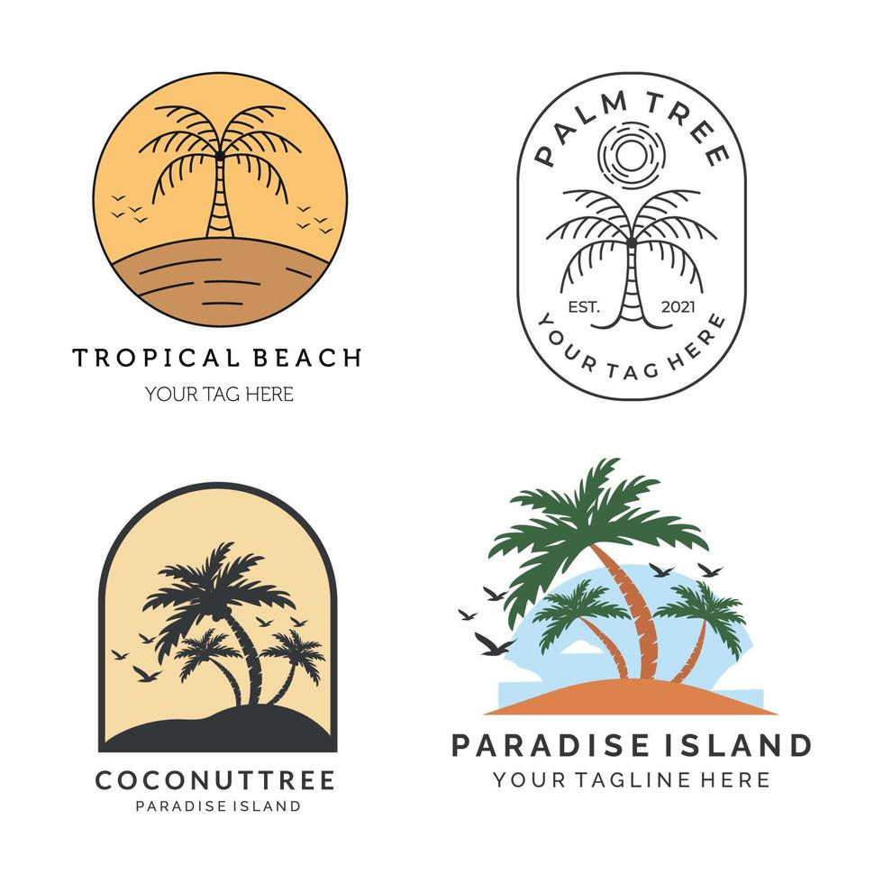 palm tropische boom set collectie bundel pictogram logo illustratie vector sjabloonontwerp