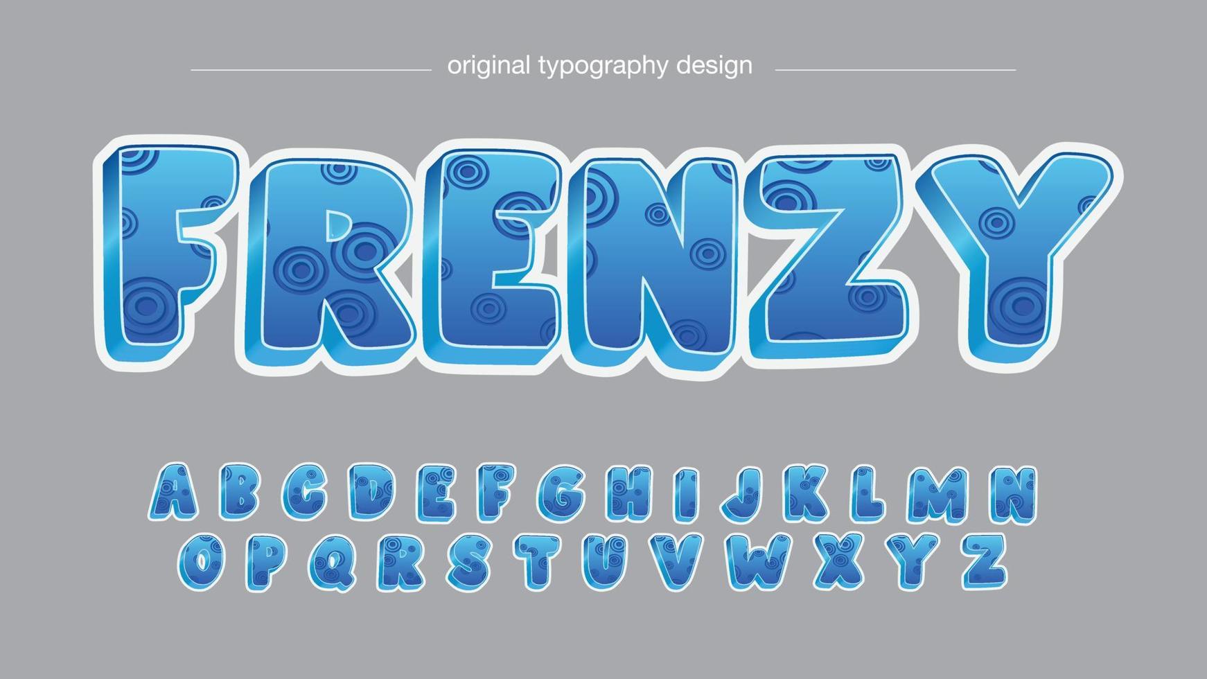 blauw 3D-cartoon afgerond lettertype vector