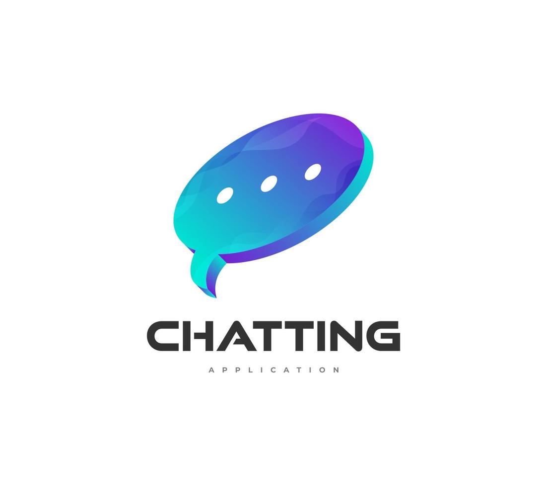 3D kleurrijke bubble chat logo sjabloon vector. chat-app-logo of -pictogram. praten zeepbel spraakpictogram vector