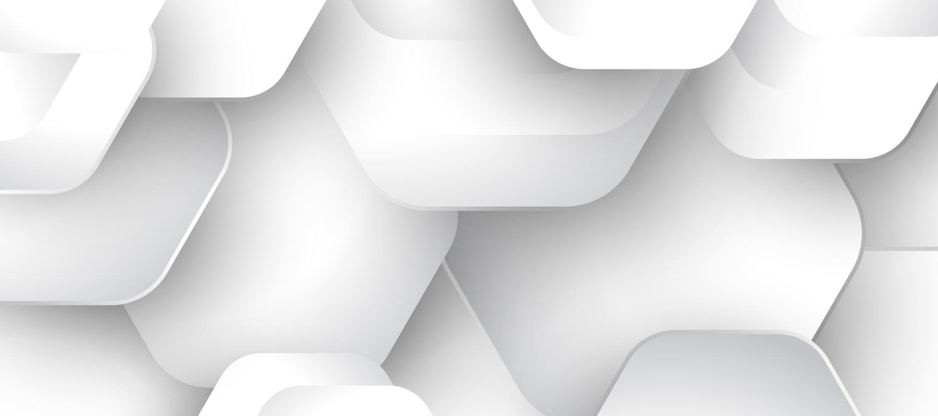 3D-witte zeshoek achtergrond. realistische geometrische cellen textuur. abstracte witte vectorbanner met zeshoekige elementen vector