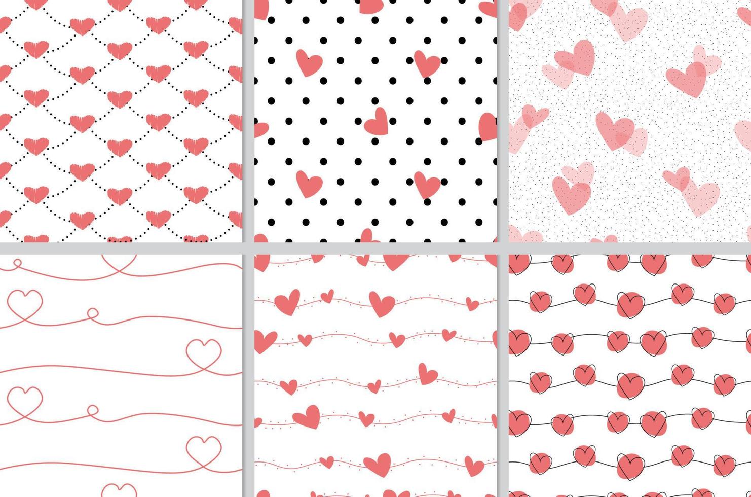 rode valentijn doodle hart naadloze patroon collectie vector