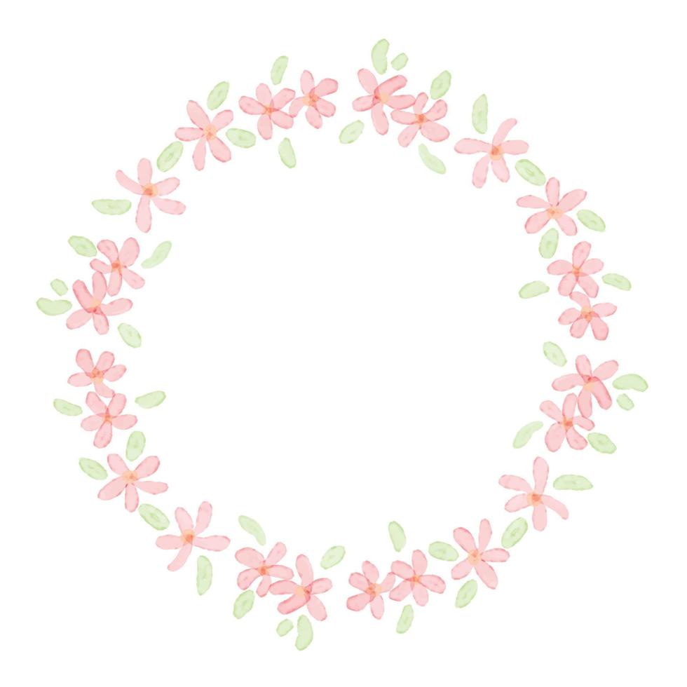 schattig roze aquarel plmeria frangipani bloemenkrans frame vector