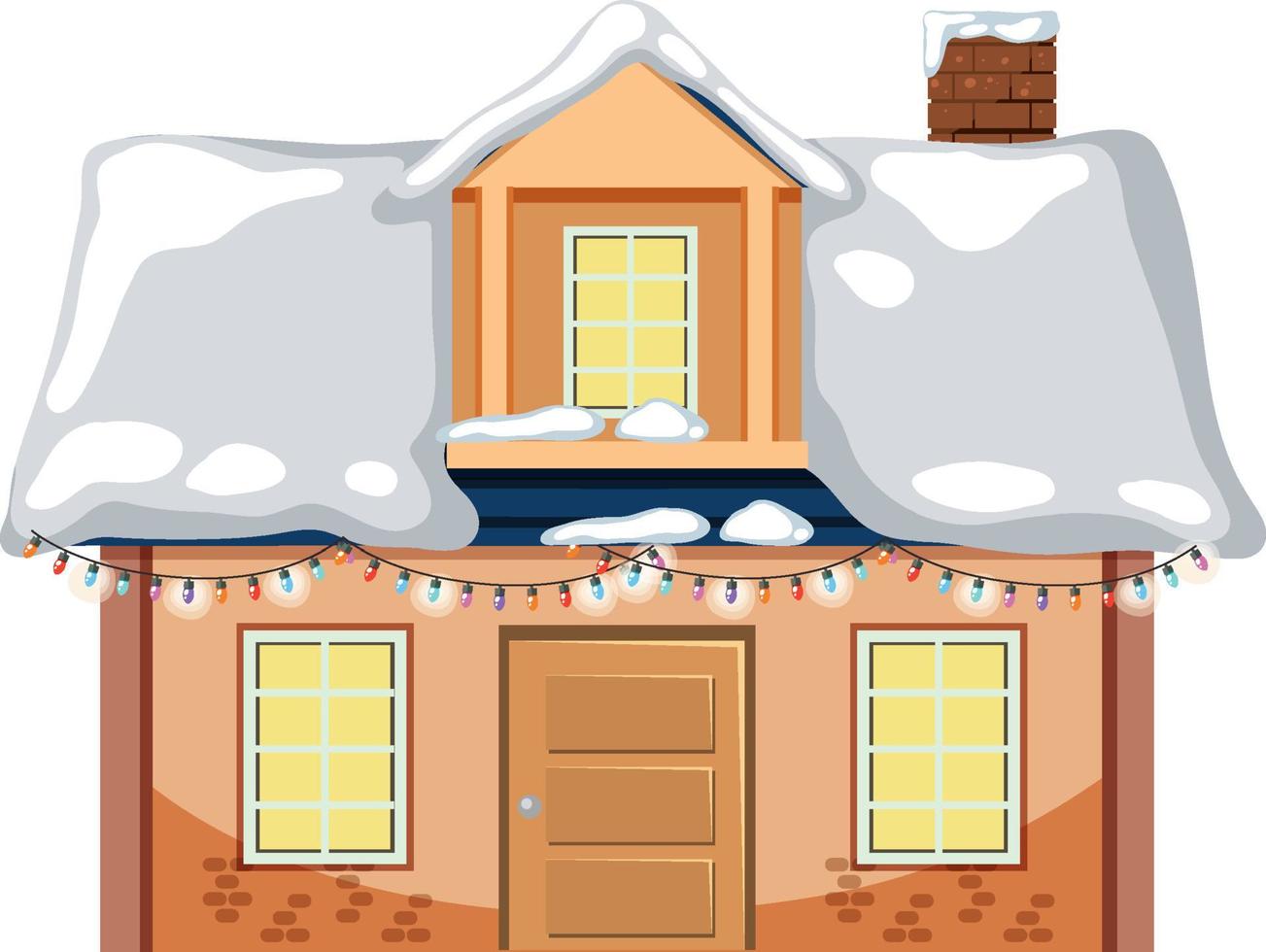 besneeuwd huis met kerstlichtsnoer vector