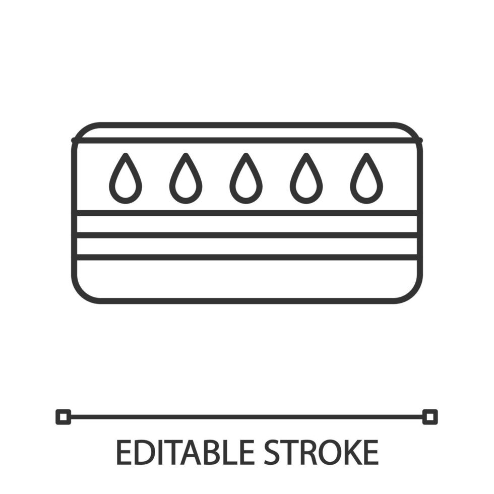 watermatras lineaire pictogram. dunne lijn illustratie. waterbed. flotatie matras. beddengoed. contour symbool. vector geïsoleerde overzichtstekening. bewerkbare streek