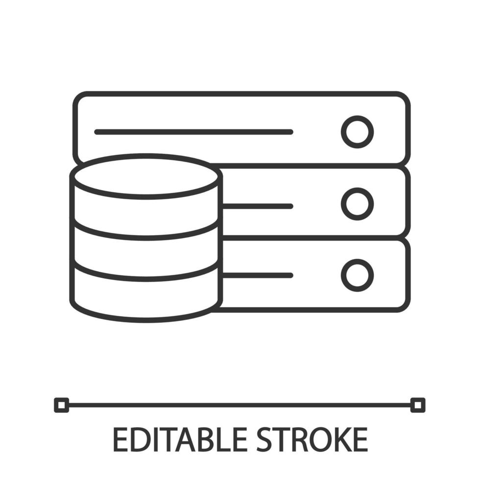 lineaire databasepictogram. digitale opslag. dunne lijn illustratie. server. grote gegevens. contour symbool. vector geïsoleerde overzichtstekening. bewerkbare streek