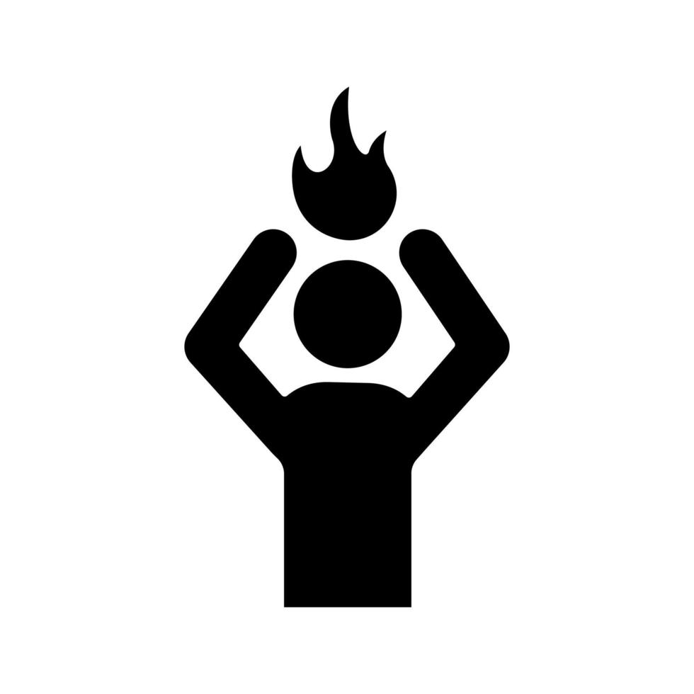 stress glyph-pictogram. silhouet symbool. frustratie. burn-out werken. woede. boos persoon. symptoom van emotionele stress. negatieve ruimte. vector geïsoleerde illustratie