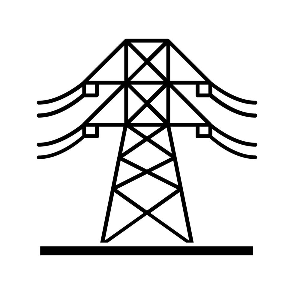 hoogspanning elektrische lijn glyph icoon. hoogspanningslijn. elektriciteitsmast. zendmast. silhouet symbool. negatieve ruimte. vector geïsoleerde illustratie