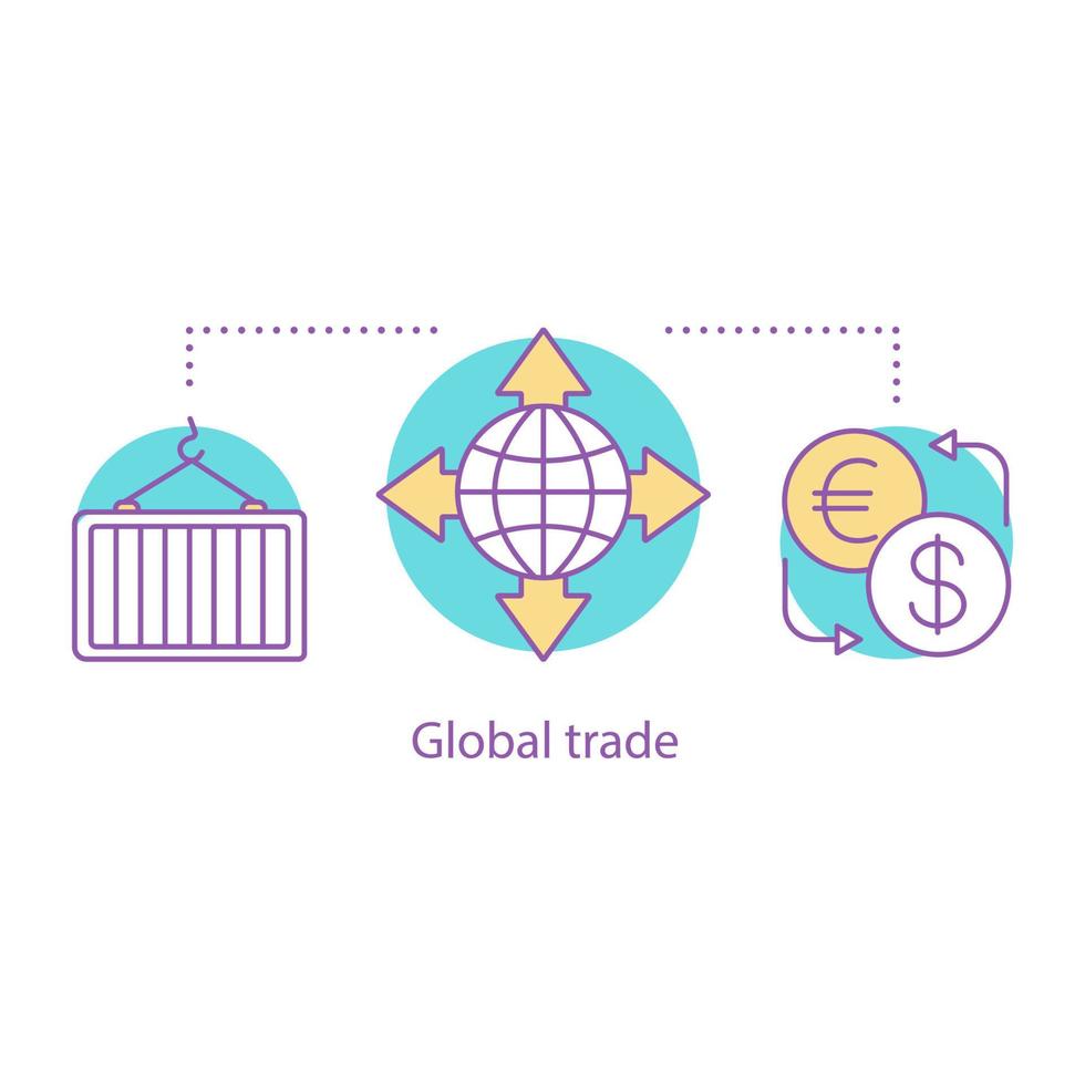 wereldhandel concept icoon. producten exporteren idee dunne lijn illustratie. vrachtvervoer. internationale distributie. vector geïsoleerde overzichtstekening