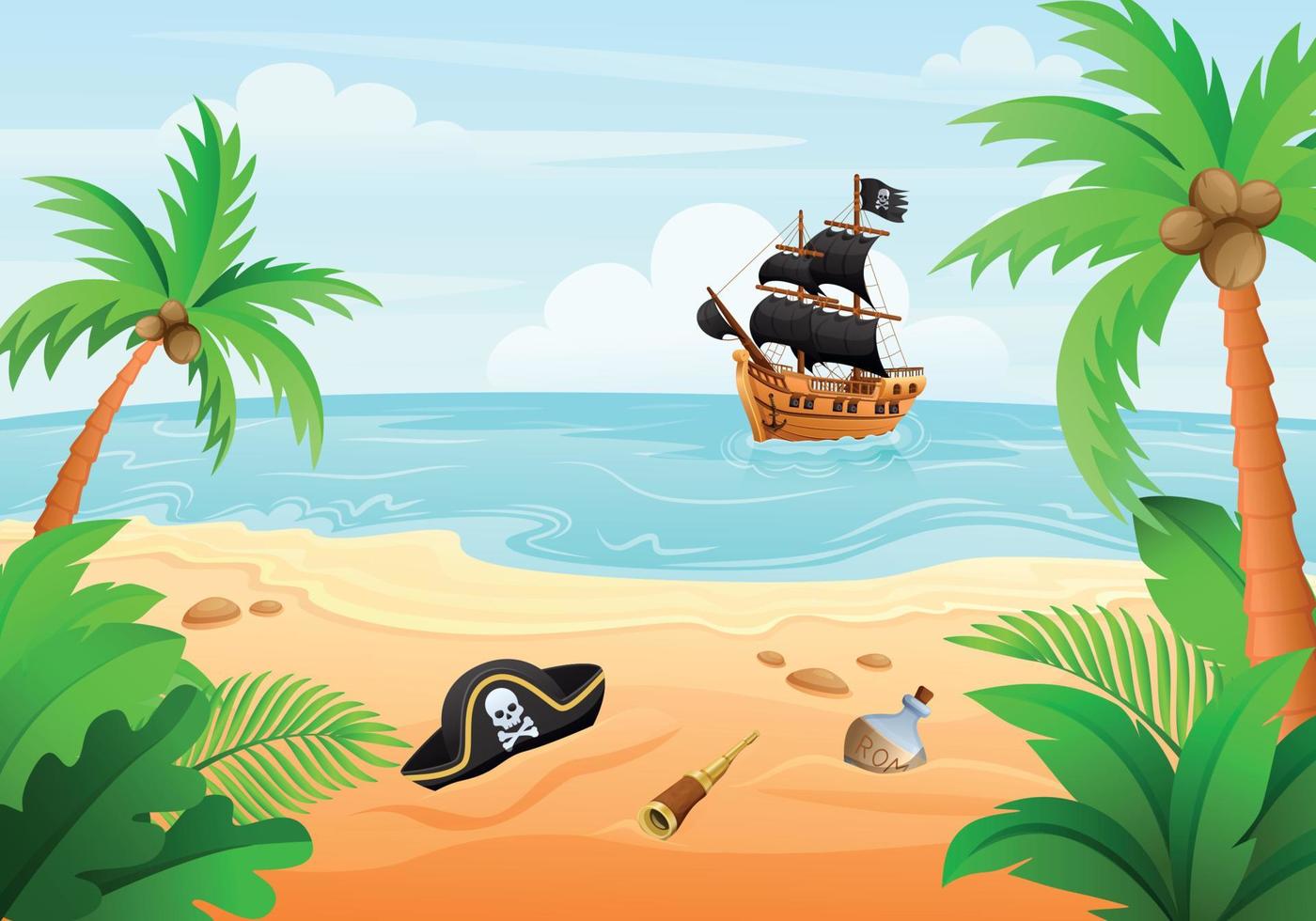 piraten eiland schat cartoon vector