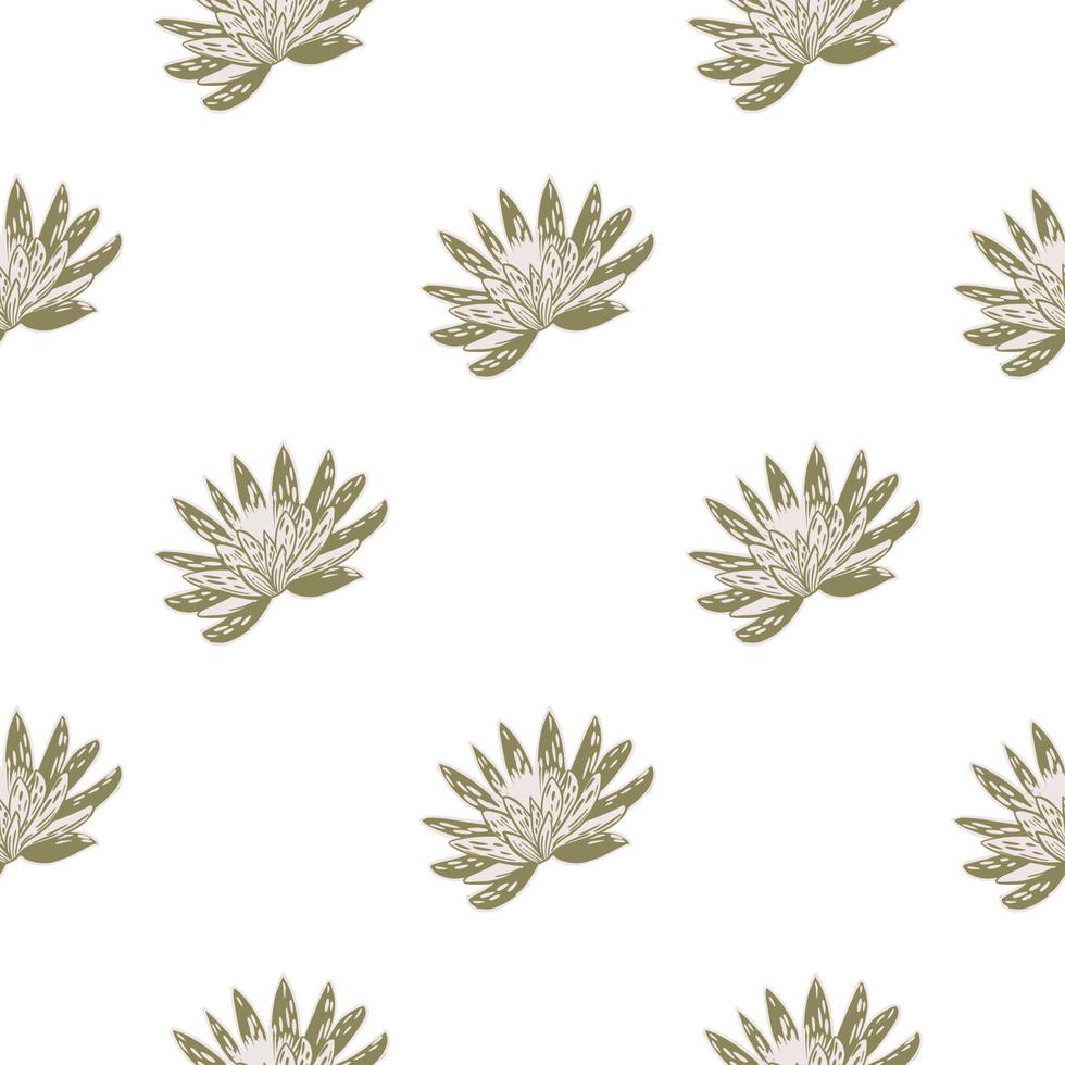 naadloze patroon met hand lotus tekening op witte achtergrond. vector bloemen sjabloon in doodle stijl. zachte zomer botanische textuur.